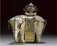 Qianlong A gilt-copper and cloisonne enamel caparisoned elephant